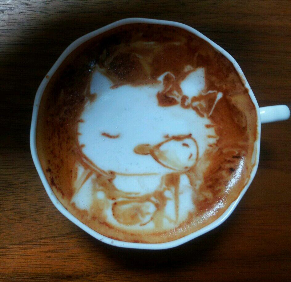 gambar kartun unik seni 3D latte